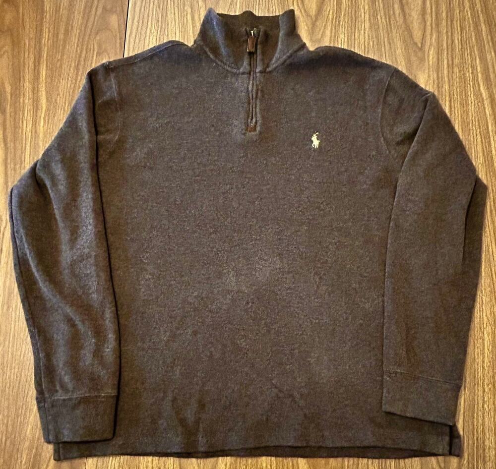 Polo Ralph Lauren Brown Estate-Rib Cotton Quarter-Zip Pullover Sweater - Men’s L